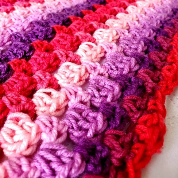 Crochet BABY BLANKET AFGHAN GRANNY SQUARE 29"x 29" PINK RED LILAC MAROON NEW - Picture 2 of 7